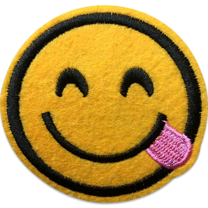 Smiley Happy tunga - Tygmärke
