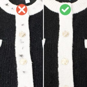 Ullkam - före - efter - noppborttagare