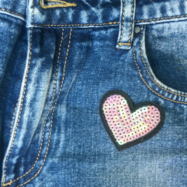 Hjärta paljetter jeans - tygmärke