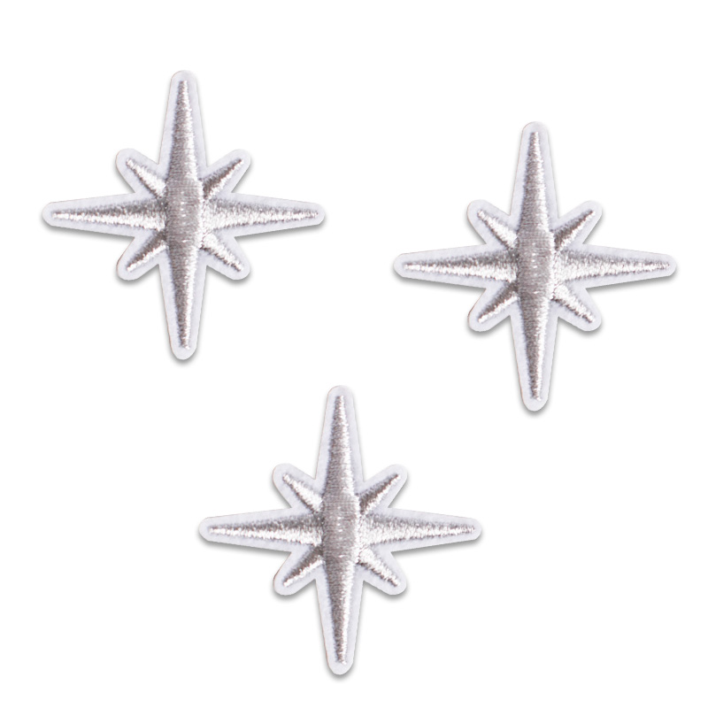 Kompasstjärnor - Tygmärken - Silver , 3,1 cm