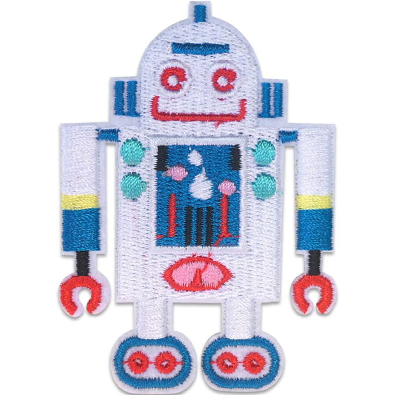 Vit robot larvfötter - Tygmärke