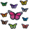 Samling broderade fjärilar i flera färger - tygmärken - stryka på