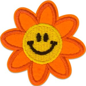 Glad Orange blomma - tygmärke - patch