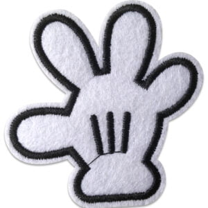 Tygmärke föreställande vit handske som gör high five