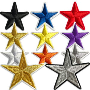 11-pack broderade stjärnor i olika färger