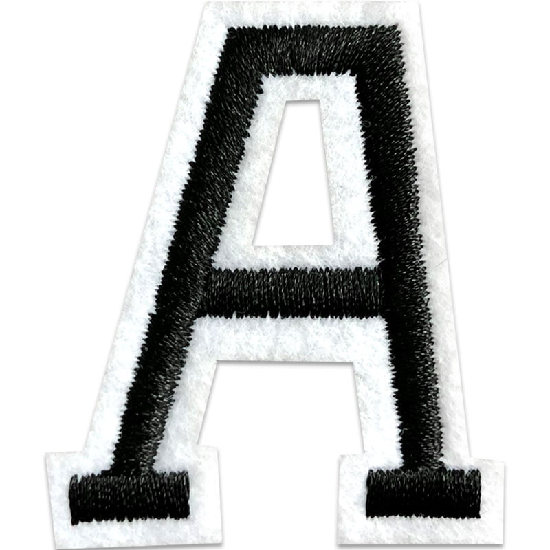 Tygmärken bokstäver - A-Z - Välj din bokstav - Svart/Vit , A