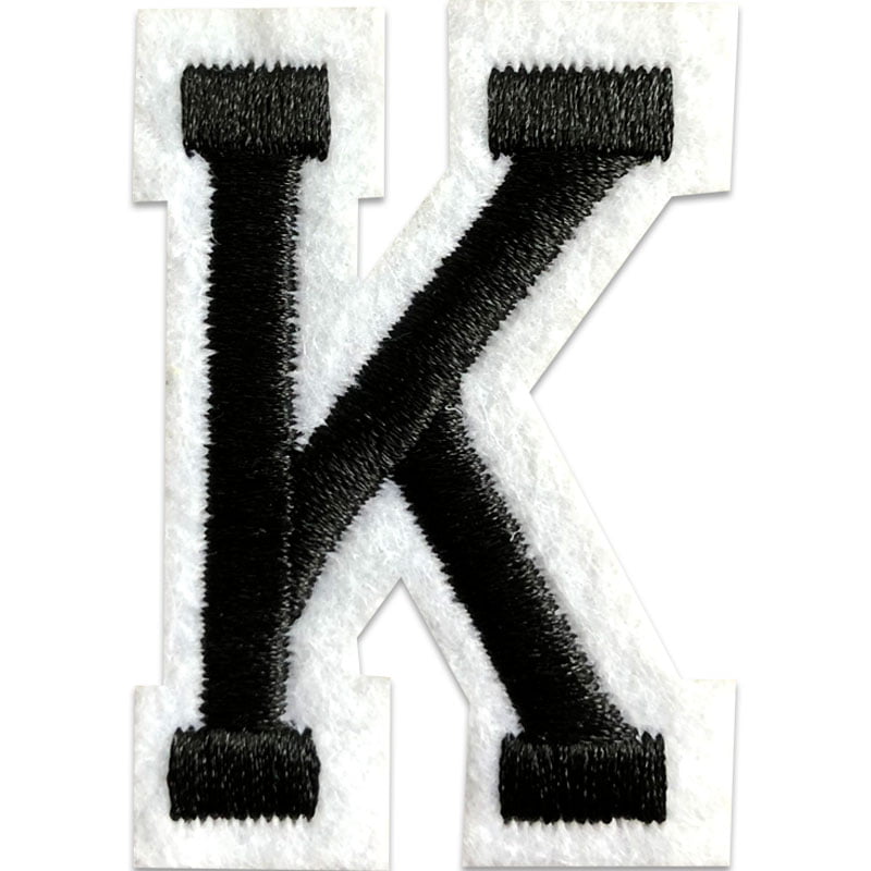 Tygmärken bokstäver - A-Z - Välj din bokstav - Svart/Vit , K