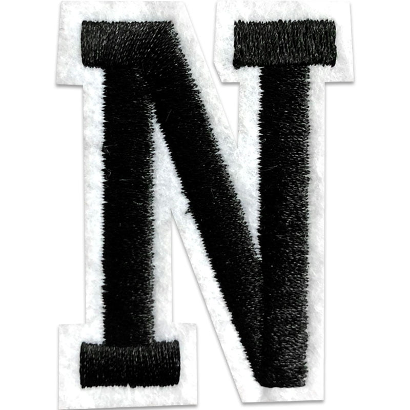Tygmärken bokstäver - A-Z - Välj din bokstav - Svart/Vit , N