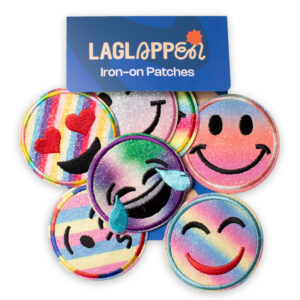 glitter smileys tygmärken
