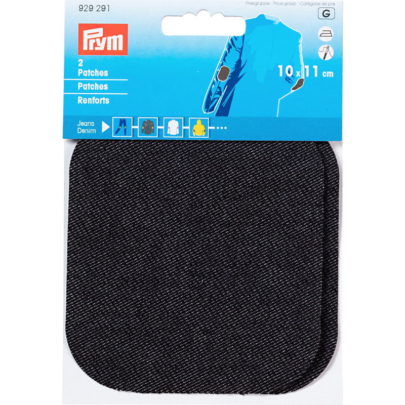 Jeans Laglapp - Mörkblå & Ljusblå - Svart - 10x11 cm - 2-pack