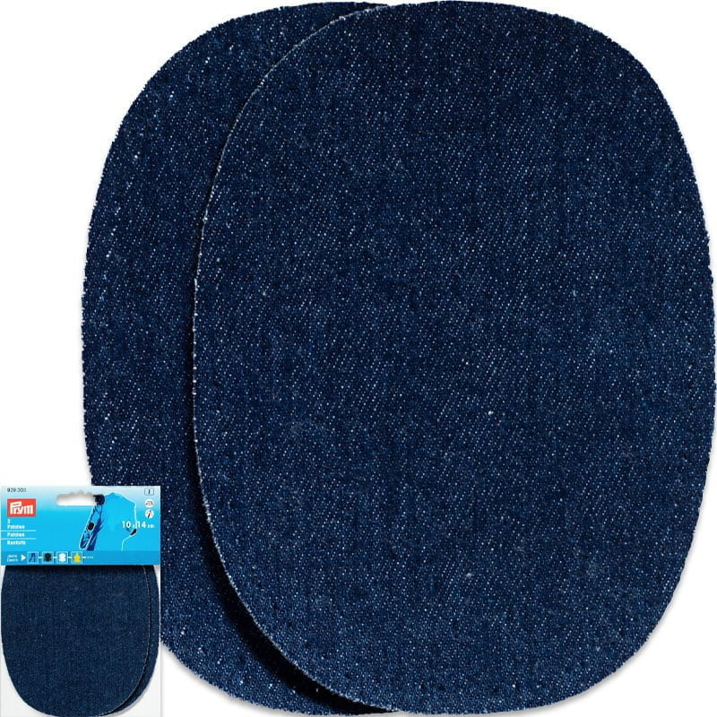 Knälappar i Jeans - Mörkblå , Med perforering