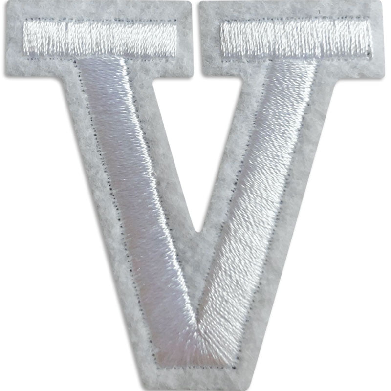 Tygmärken bokstäver - A-Z - Välj din bokstav - Vit/Vit , V