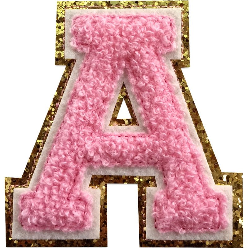 Tygmärken bokstäver - A-Z - Välj din bokstav - Rosa/Guld , A