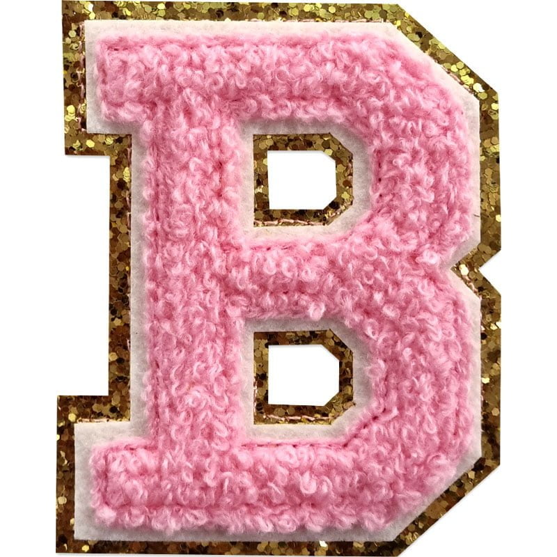 Tygmärken bokstäver - A-Z - Välj din bokstav - Rosa/Guld , B