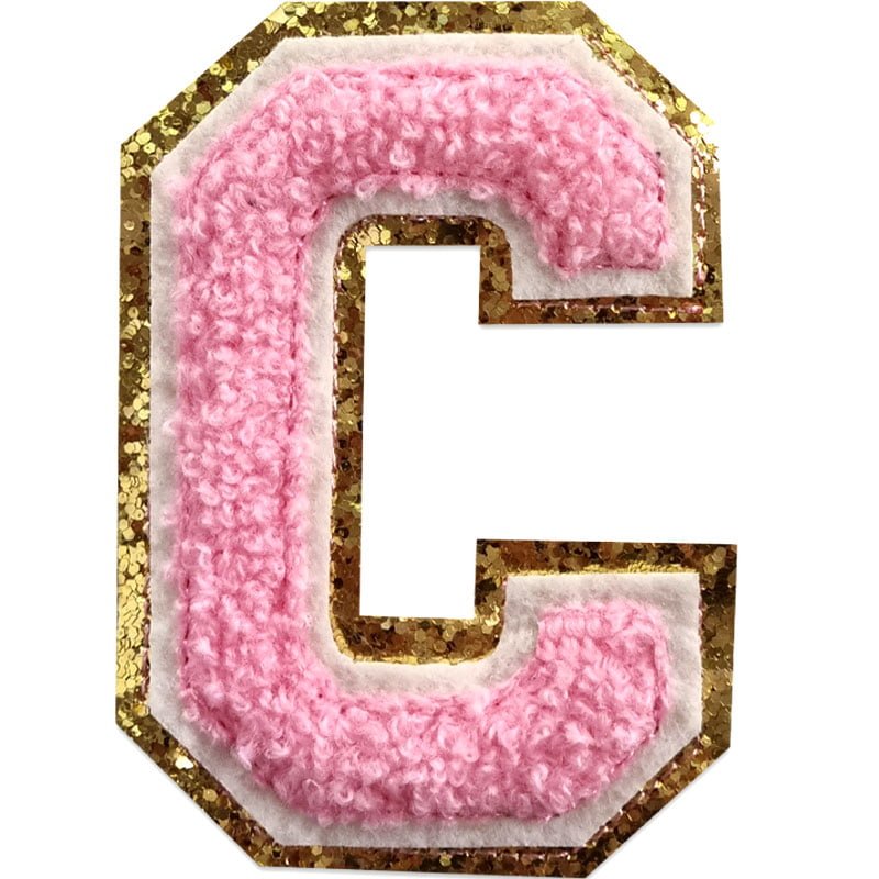 Tygmärken bokstäver - A-Z - Välj din bokstav - Rosa/Guld , C