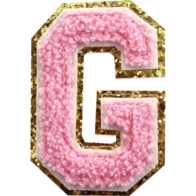 Tygmärken bokstäver - A-Z - Välj din bokstav - Rosa/Guld , G