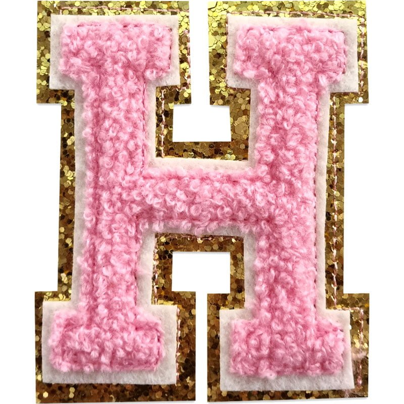 Tygmärken bokstäver - A-Z - Välj din bokstav - Rosa/Guld , H