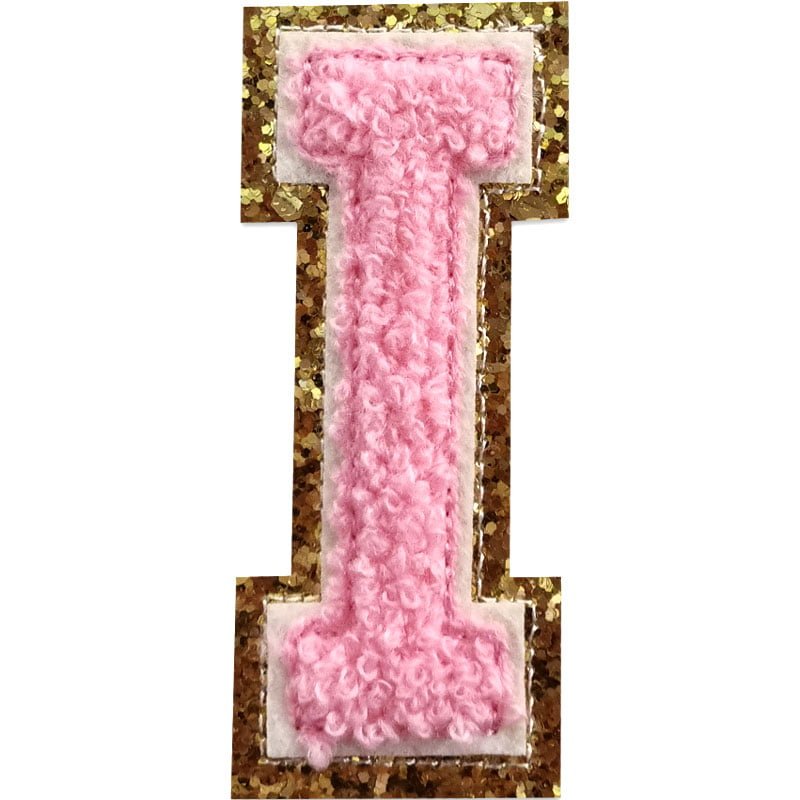 Tygmärken bokstäver - A-Z - Välj din bokstav - Rosa/Guld , I