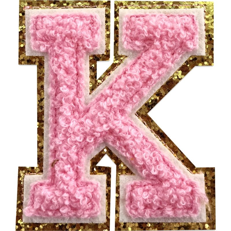 Tygmärken bokstäver - A-Z - Välj din bokstav - Rosa/Guld , K