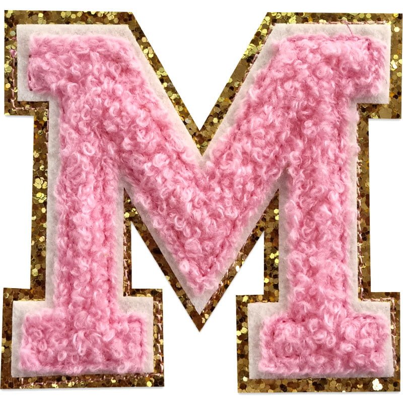 Tygmärken bokstäver - A-Z - Välj din bokstav - Rosa/Guld , M
