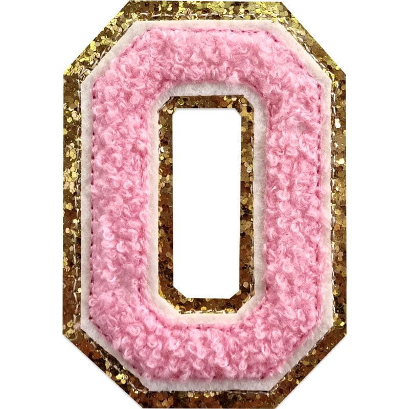 Tygmärken bokstäver - A-Z - Välj din bokstav - Rosa/Guld , O
