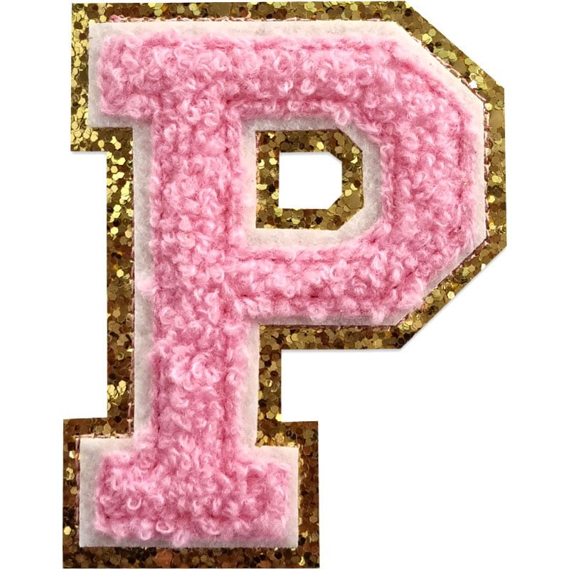 Tygmärken bokstäver - A-Z - Välj din bokstav - Rosa/Guld , P