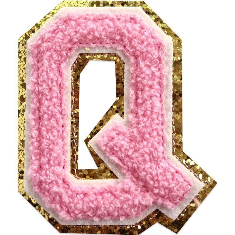 Tygmärken bokstäver - A-Z - Välj din bokstav - Rosa/Guld , Q