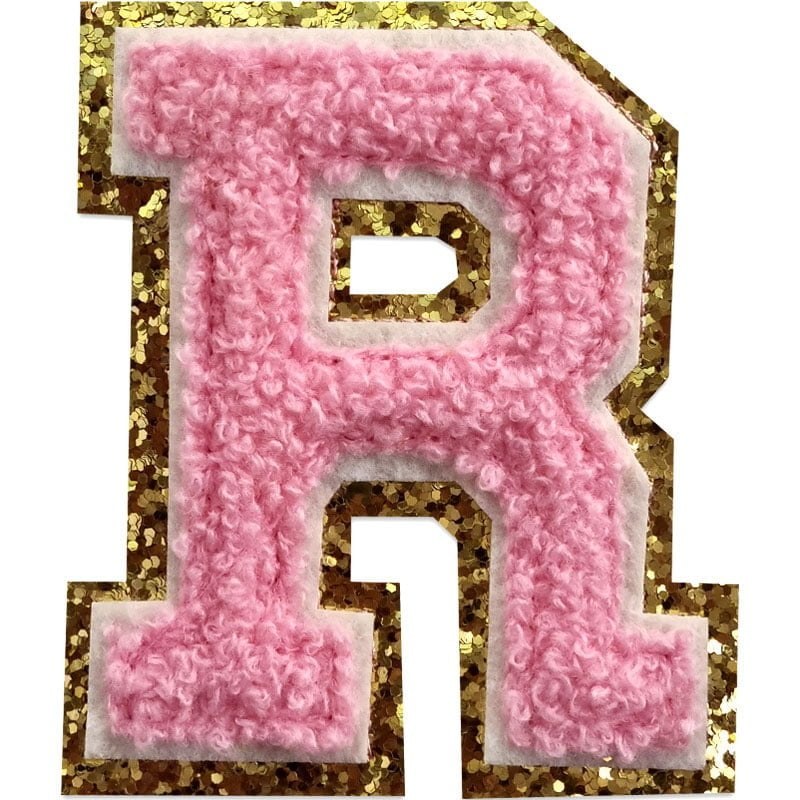 Tygmärken bokstäver - A-Z - Välj din bokstav - Rosa/Guld , R