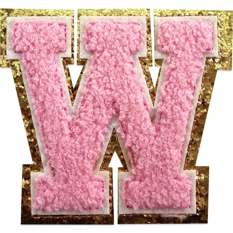 Tygmärken bokstäver - A-Z - Välj din bokstav - Rosa/Guld , W