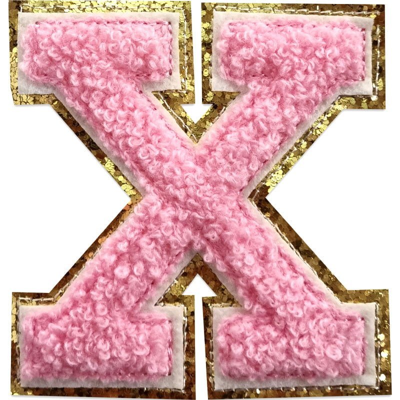 Tygmärken bokstäver - A-Z - Välj din bokstav - Rosa/Guld , X