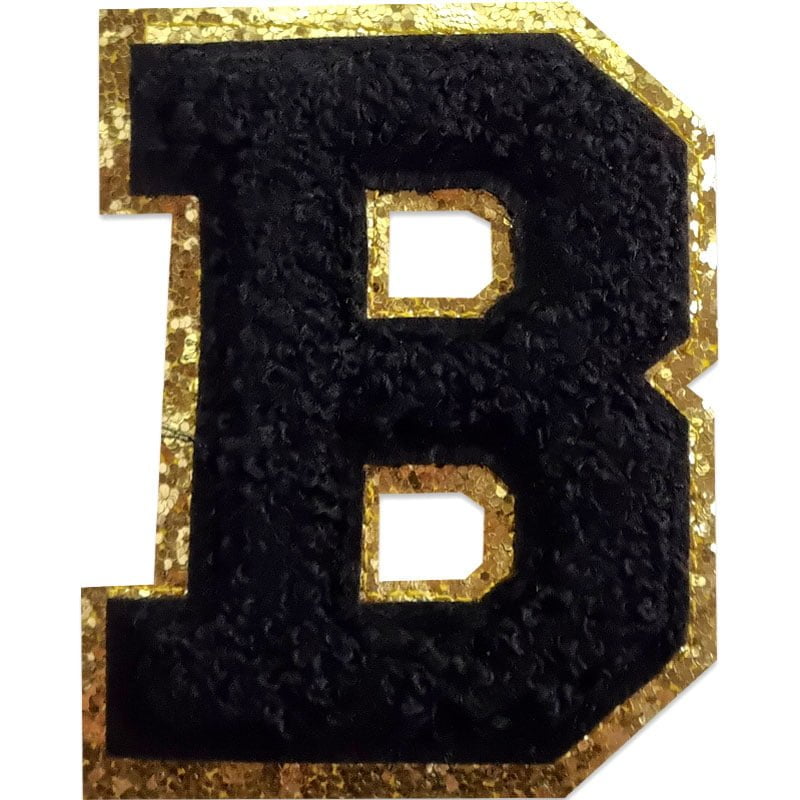 Tygmärken bokstäver - A-Z - Välj din bokstav - Svart/Guld , B