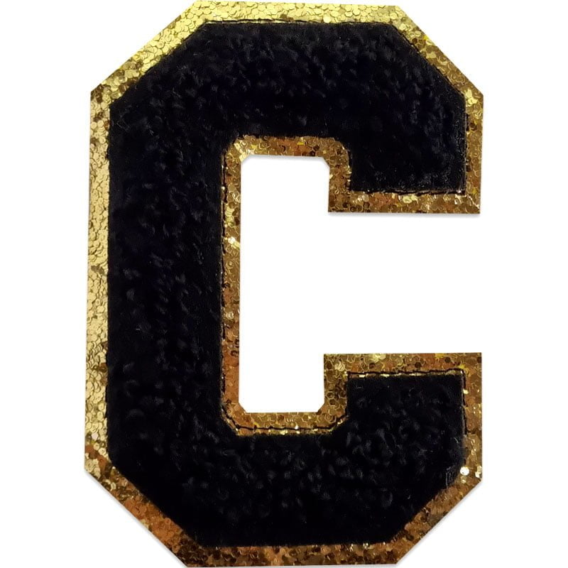 Tygmärken bokstäver - A-Z - Välj din bokstav - Svart/Guld , C