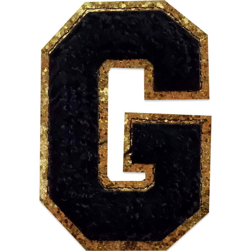 Tygmärken bokstäver - A-Z - Välj din bokstav - Svart/Guld , G