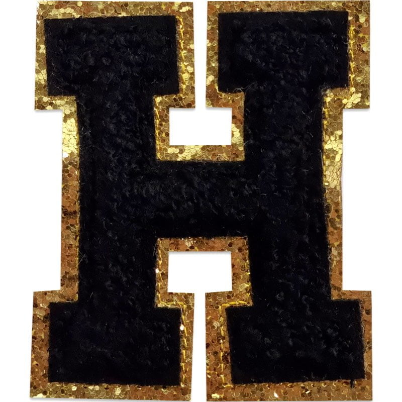Tygmärken bokstäver - A-Z - Välj din bokstav - Svart/Guld , H