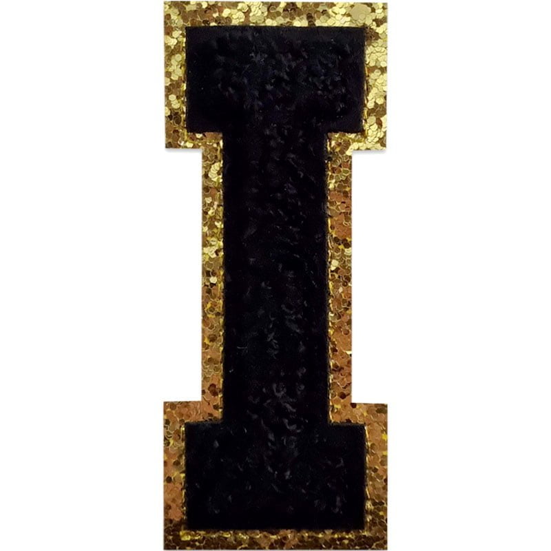 Tygmärken bokstäver - A-Z - Välj din bokstav - Svart/Guld , I