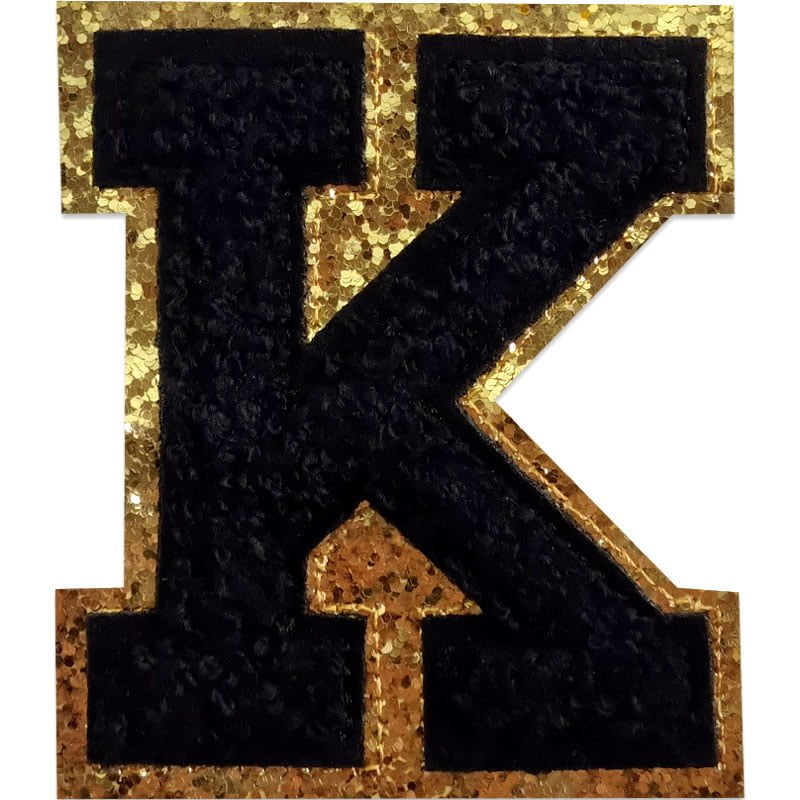 Tygmärken bokstäver - A-Z - Välj din bokstav - Svart/Guld , K