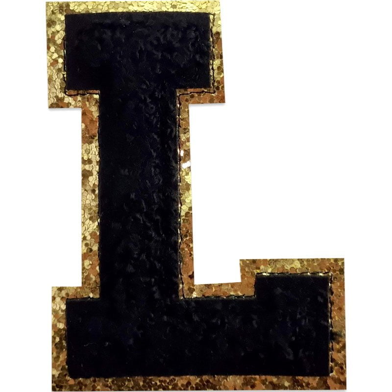 Tygmärken bokstäver - A-Z - Välj din bokstav - Svart/Guld , L