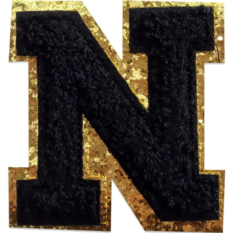 Tygmärken bokstäver - A-Z - Välj din bokstav - Svart/Guld , N