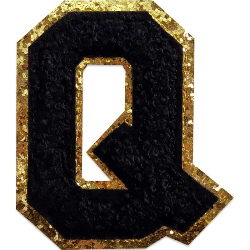 Tygmärken bokstäver - A-Z - Välj din bokstav - Svart/Guld , Q