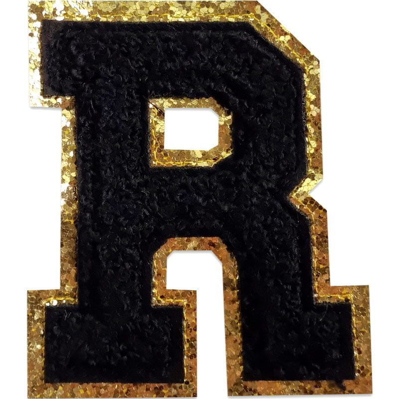 Tygmärken bokstäver - A-Z - Välj din bokstav - Svart/Guld , R