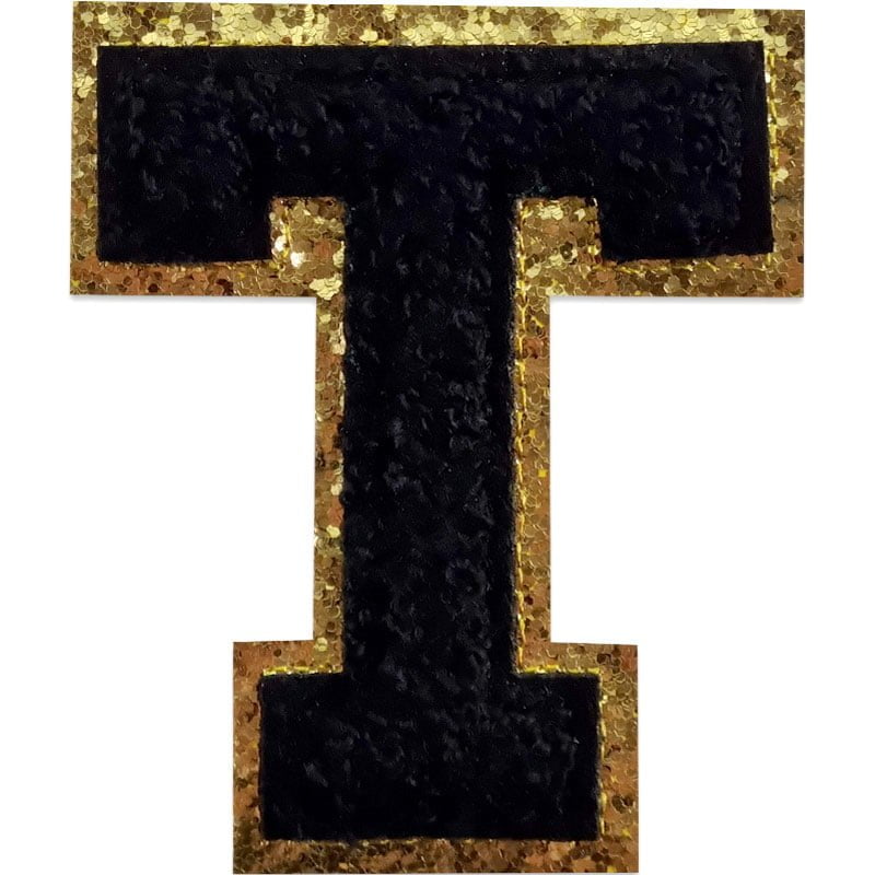 Tygmärken bokstäver - A-Z - Välj din bokstav - Svart/Guld , T
