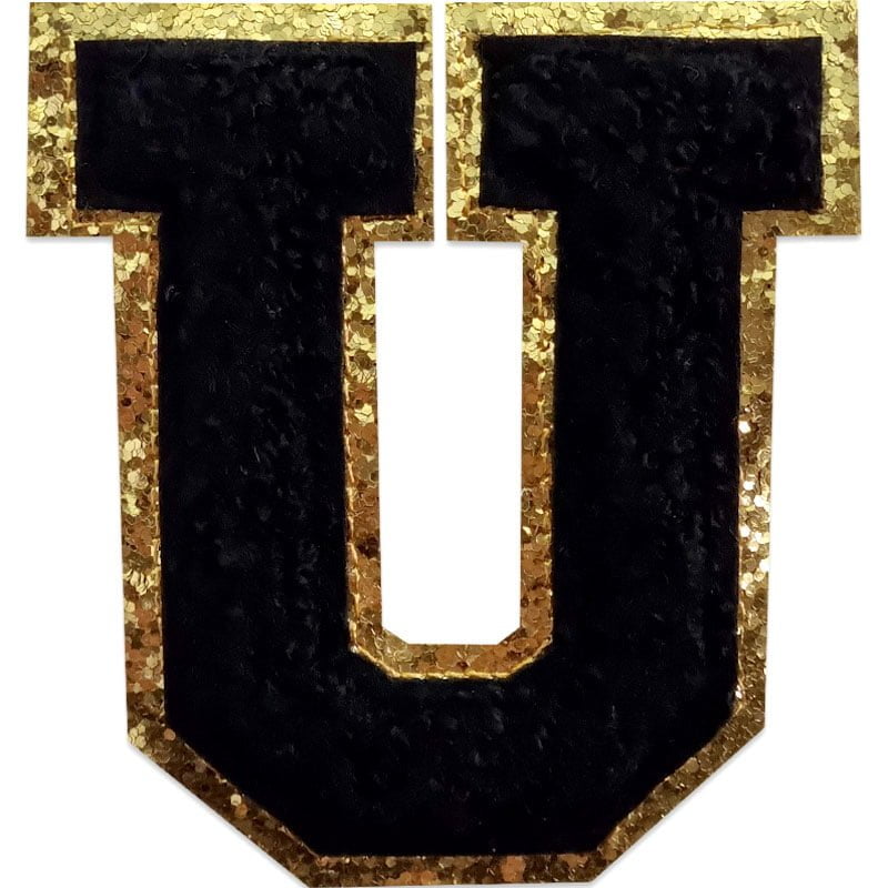 Tygmärken bokstäver - A-Z - Välj din bokstav - Svart/Guld , U