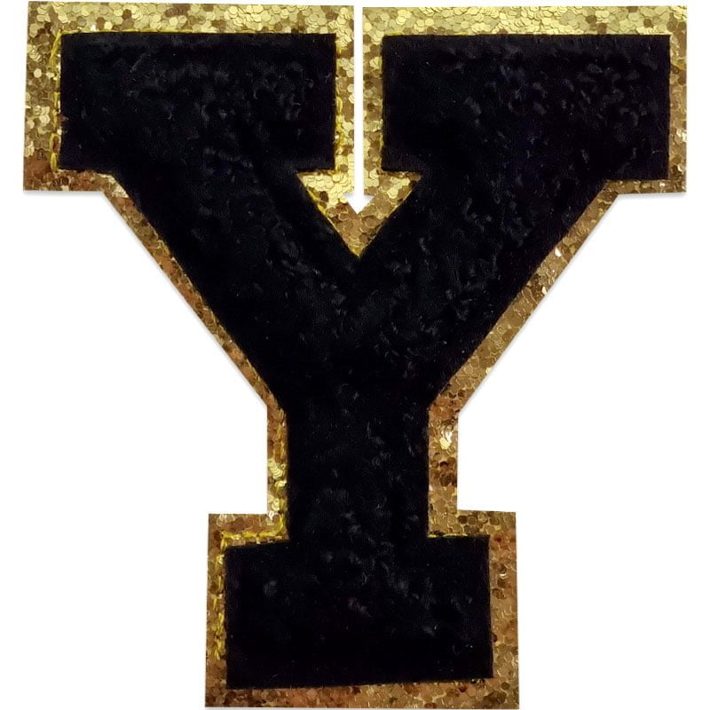 Tygmärken bokstäver - A-Z - Välj din bokstav - Svart/Guld , Y