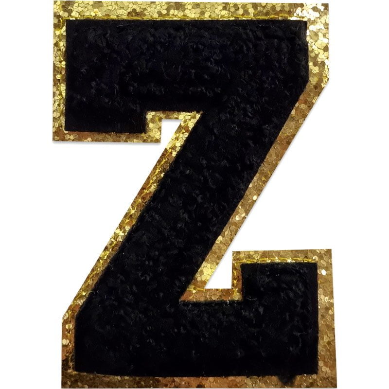 Tygmärken bokstäver - A-Z - Välj din bokstav - Svart/Guld , Z