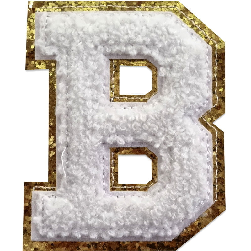 Tygmärken bokstäver - A-Z - Välj din bokstav - Vit/Guld , B