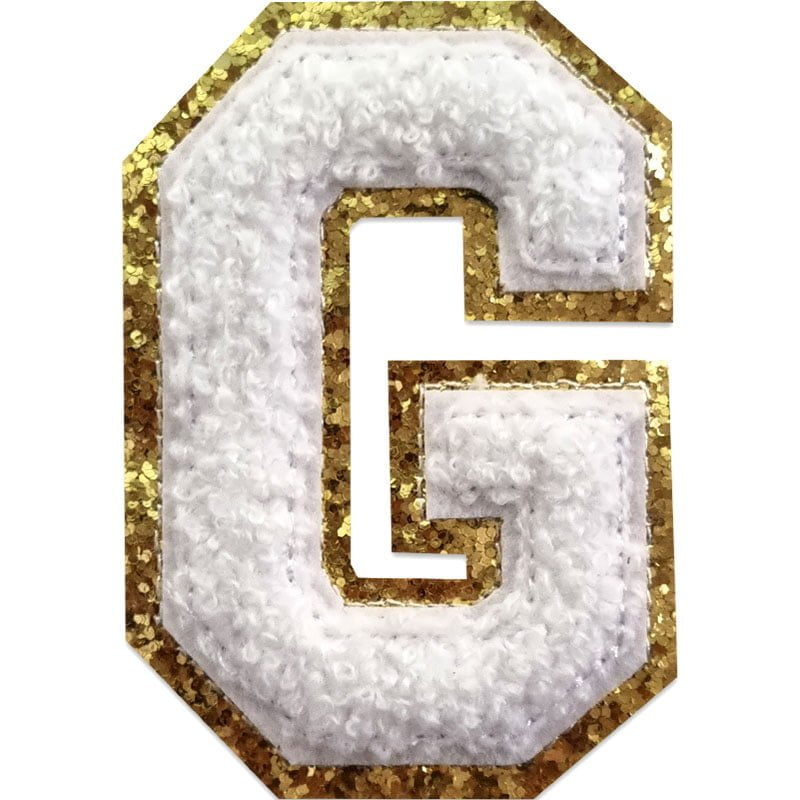 Tygmärken bokstäver - A-Z - Välj din bokstav - Vit/Guld , G