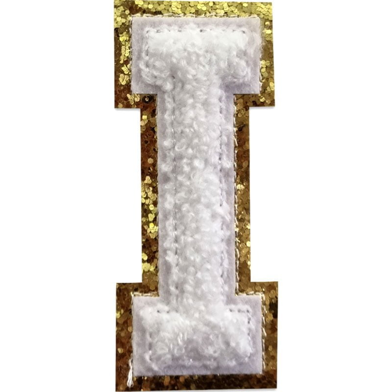 Tygmärken bokstäver - A-Z - Välj din bokstav - Vit/Guld , I