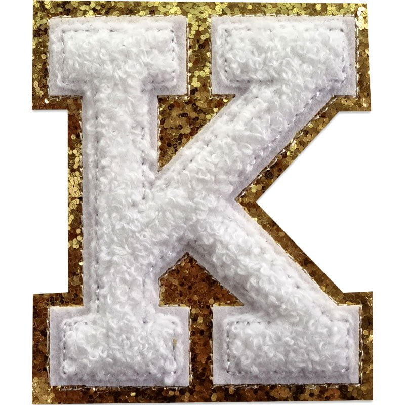 Tygmärken bokstäver - A-Z - Välj din bokstav - Vit/Guld , K