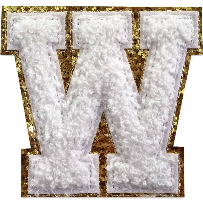 Tygmärken bokstäver - A-Z - Välj din bokstav - Vit/Guld , W