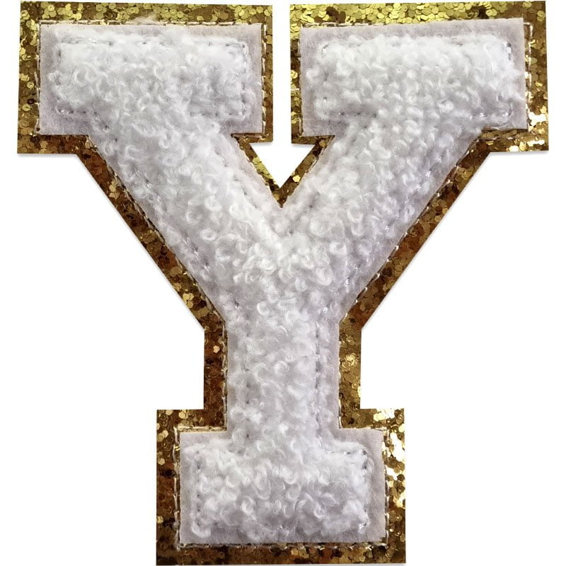 Tygmärken bokstäver - A-Z - Välj din bokstav - Vit/Guld , Y